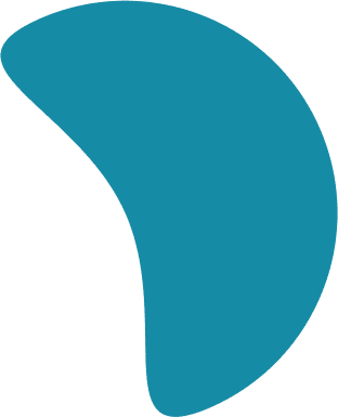 A blue, crescent-shaped object on a white background.